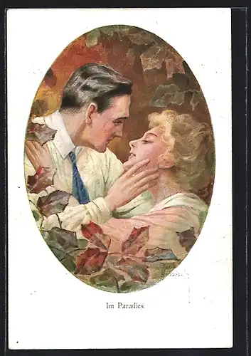 Künstler-AK Ruab Gnischaf: Im Paradis, verliebtes Paar