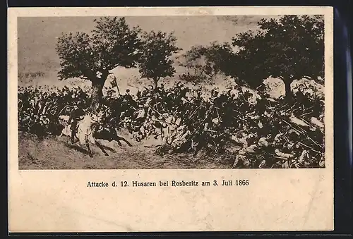 AK Attacke d. 12. Husaren 1866, Reichseinigungskriege
