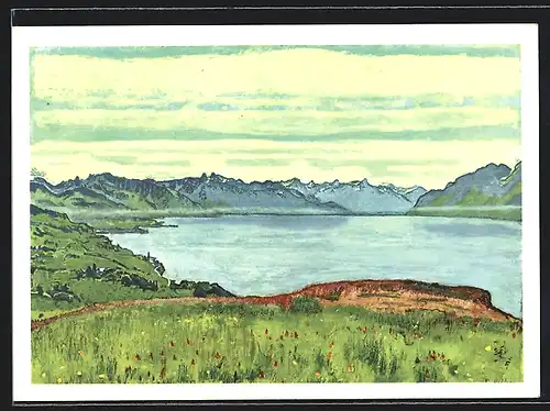 Künstler-AK Ferdinand Hodler: Genfersee