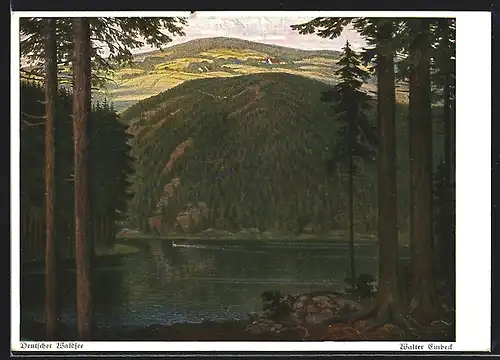 Künstler-AK Walter Einbeck: Deutscher Waldsee, idyllisches Landschaftsbild