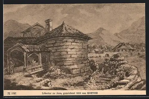 Künstler-AK Jena, Löbertor, gezeichnet von Goethe