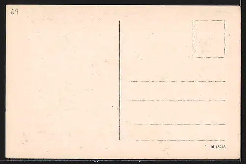 Künstler-AK Hirsau, Ortsansicht mit Bergen