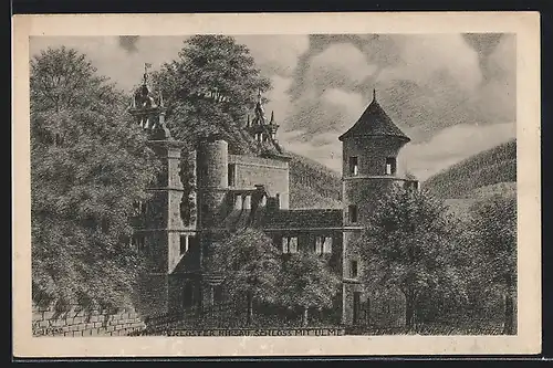 Künstler-AK Hirsau, Kloster Hirsau, Schloss mit Ulme