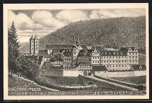 Künstler-AK sign. Johannes Luz: Hirsau, Kloster Hirsau vor seiner Zerstörung 1692