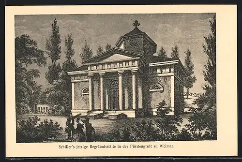 Künstler-AK Weimar, Fürstengruft, Schillers Begräbnisstätte