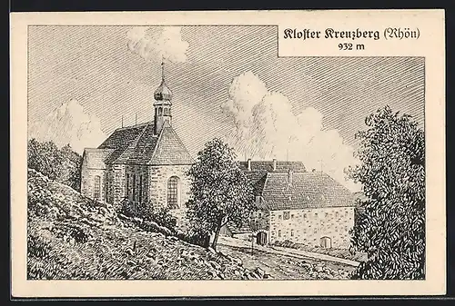 Künstler-AK Bischofsheim in der Rhön, Kloster Kreuzberg