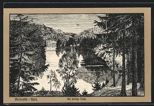 Künstler-AK Gernrode /Harz, der heilige Teich