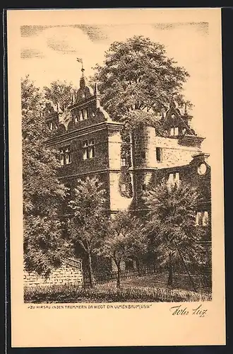 Künstler-AK Hirsau, In den Trümmern da wiegt der Ulmenbaum