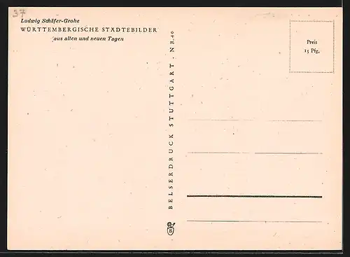 Künstler-AK Crailsheim, Ortsansicht anno 1944, Wappen