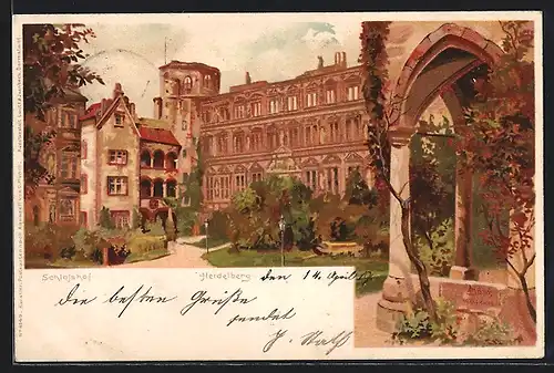 Lithographie Heidelberg, Der Schlosshof