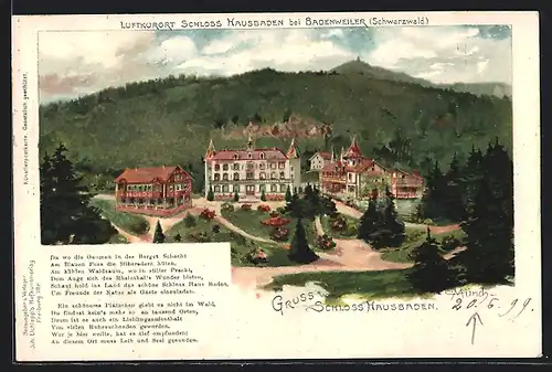 Künstler-AK Carl Münch: Badenweiler, Blick auf das Schloss Hausbaden