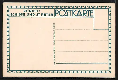 Künstler-AK Ernst E. Schlatter: Zürich, Schipfe und St. Peter