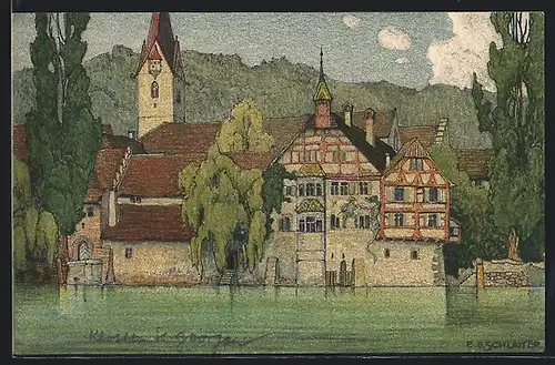 Künstler-AK Ernst E.Schlatter: Stein, Kloster St. Georgen