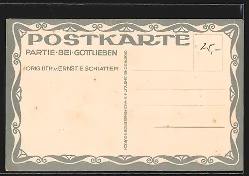 Künstler-AK Ernst E. Schlatter: Gottlieben, Partie am Ufer
