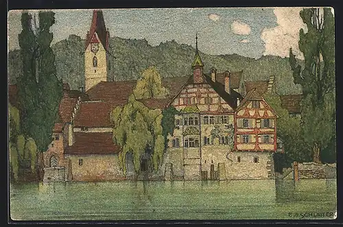 Künstler-AK Ernst E.Schlatter: Stein, Kloster St. Georgen