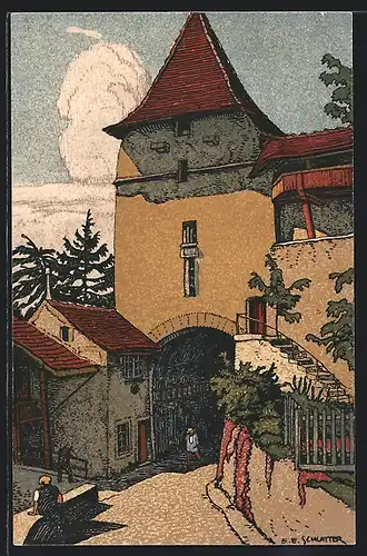 Künstler-AK Ernst E. Schlatter: Burgdorf, Schlossturm