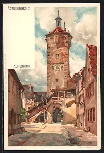 Künstler-AK K. Mutter: Rothenburg o.T., Klingentor