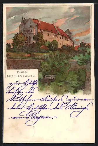 Künstler-Lithographie Karl Mutter: Nuernberg, Burg