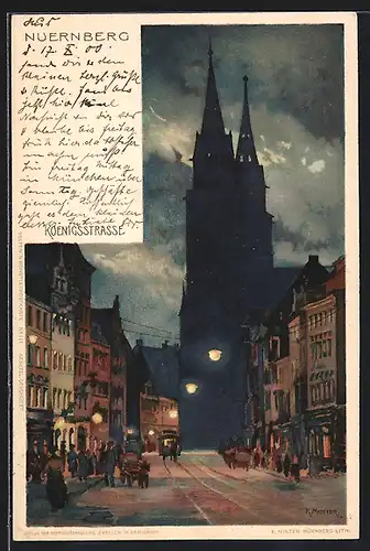 Künstler-AK Karl Mutter: Nürnberg, Koenigsstrasse
