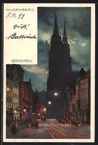 Künstler-AK Karl Mutter: Nürnberg, Koenigsstrasse