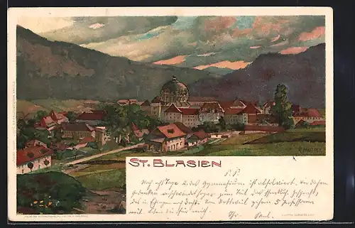 Künstler-AK K. Mutter: St. Blasien, Totalansicht