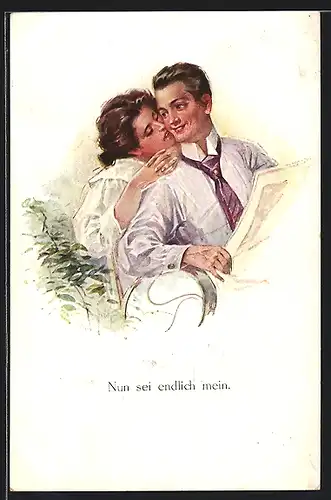 Künstler-AK Ruab Gnischaf: Read afterwards, Liebespaar