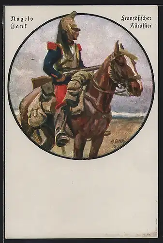 Künstler-AK Angelo Jank: Französischer Kürassier mit Gewehr zu Pferde