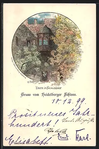 Künstler-AK Heinrich Hoffmann: Heidelberg, Erker im Schlosshof des Heidelberger Schlosses