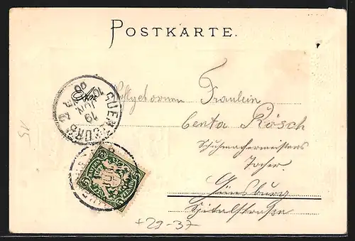 Passepartout-Lithographie München, Panorama, Münchner Kindl, Wappen