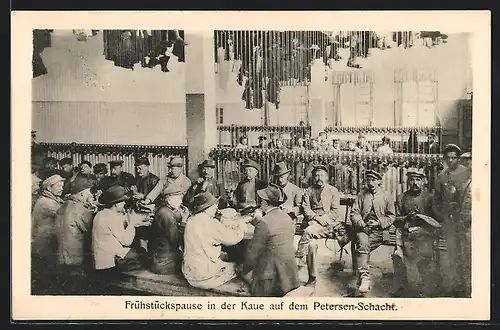 AK Sondershausen, Gewerkschaft Glückauf, Frühstückspause in der Kaue auf dem Petersen-Schacht d. Salzbergwerks