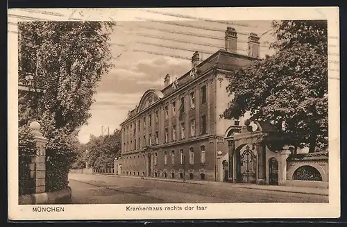 AK München, Krankenhaus rechts der Isar mit Strasse