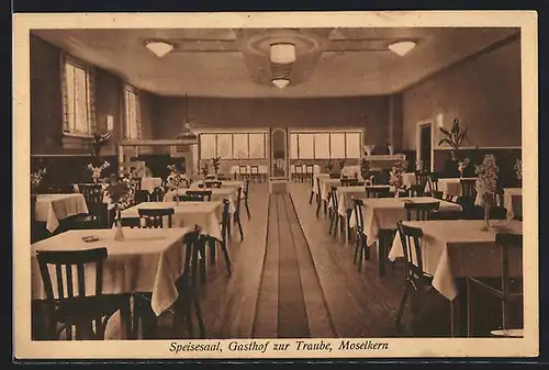 AK Moselkern, Speisesaal im Gasthof zur Traube, Bes. Adam Stuntz