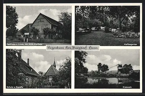 AK Negenborn /Kr. Burgdorf, Kieswerk, Gasthaus zur Linde W. Korthals