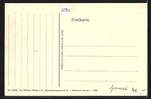 AK Olbersdorf, Heimatfest 1908, Teilansicht mit Kirche 1883