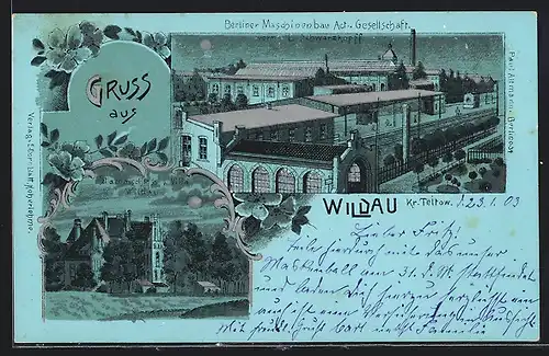 Mondschein-Lithographie Wildau, Berliner Maschinenbau AG vorm. Schwarzkopff, Stammschloss Wildau