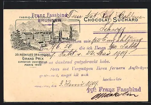 Künstler-AK Bludenz, Fabrique, Reklame für Chocolat Suchard Kakao