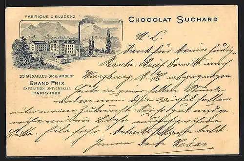 Lithographie Bludenz, Fabrique, Reklame für Chocolat Suchard Kakao