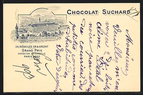 Lithographie Lörrach, Fabrique, Reklame für Chocolat Suchard Kakao