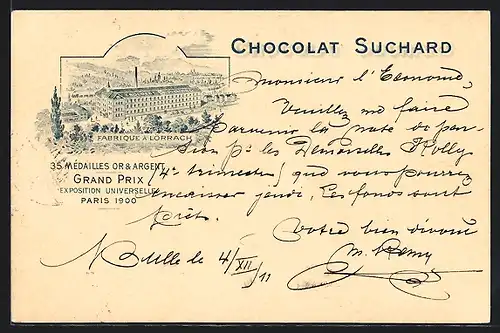Lithographie Lörrach, Fabrique, Reklame für Chocolat Suchard Kakao