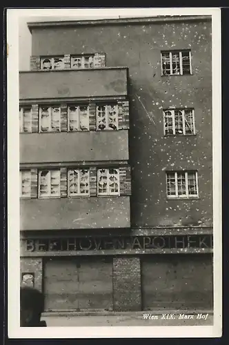 AK Wien, Marx Hof, Gebäude mit Einschusslöchern