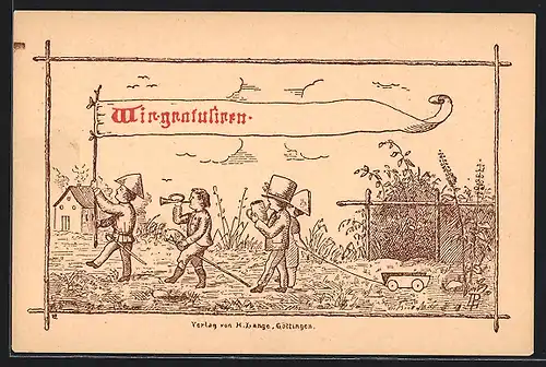 AK Neudruck der ersten Ansichtspostkarten der Welt, Neudruck 20 jähriges Jubiläum von 1872, spielende Kinder