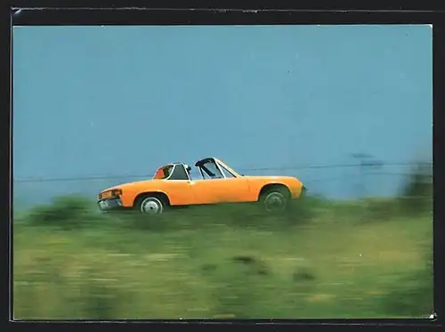 AK Gelbes VW-Porsche 914 Cabrio mit Mittelmotor