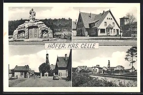 AK Höfer bei Celle, Gasthaus Mariaglück, Kriegerehrung, Salzbergwerk