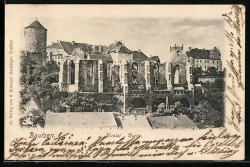 AK Bautzen, die Nicolai Ruine