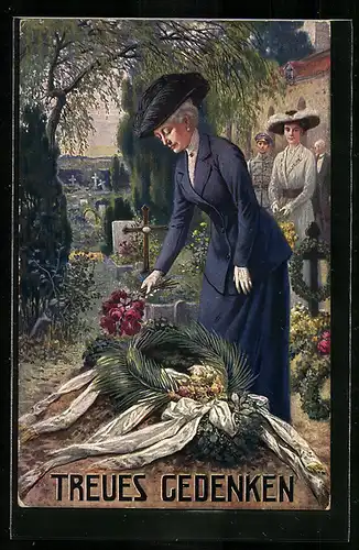 AK Kaiserin Auguste Victoria von Preussen schmückt in Ostpreussen die Gräber der Zivilbevölkerung