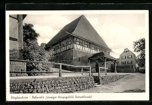 AK Burgbernheim, Rossmühle, das einzige Hängegebälk Deutschlands