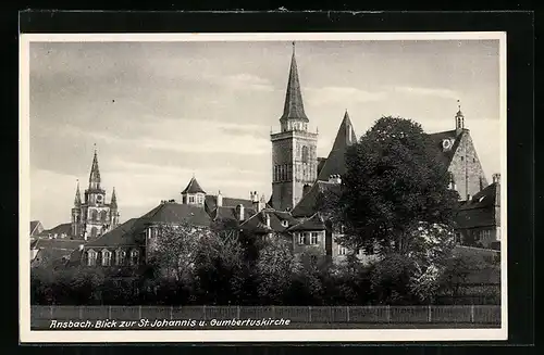 AK Ansbach, Blick zur St. Johannis- und Gumbertuskirche