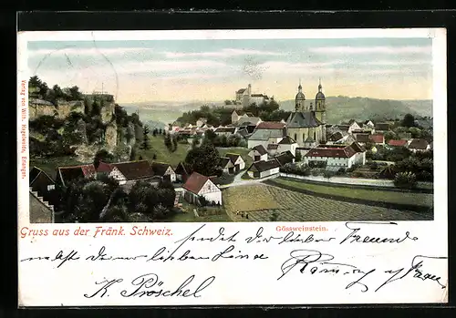 AK Gössweinstein, Blick über die Ortschaft mit Schloss