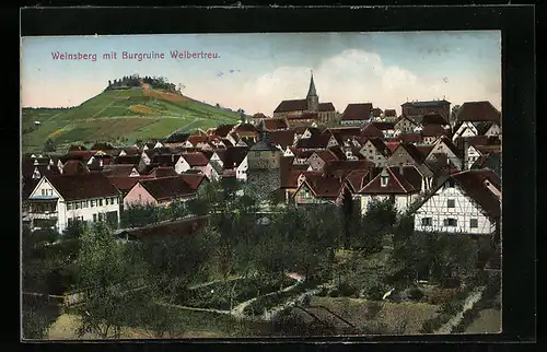 AK Weinsberg, Ortschaft mit Burgruine Weibertreu