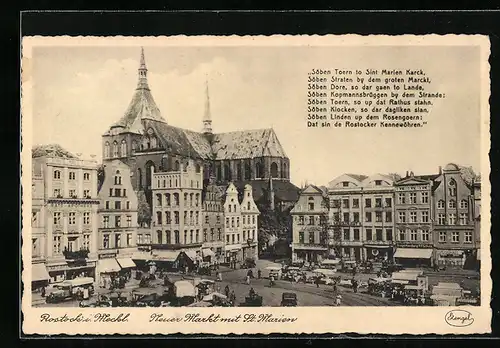 AK Rostock in Meckl., Neuer Markt mit St. Marien